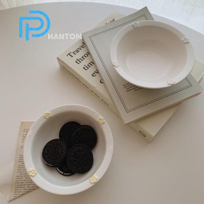 Phantom [Minihome] Midori Piring Mangkok Bunga Korea Aesthetic Homecafe Minimalis Alas Makan Mangkuk