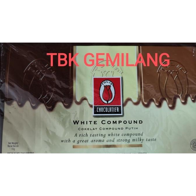 

Tulip Dark Milk White compund chocolate 1kg murah