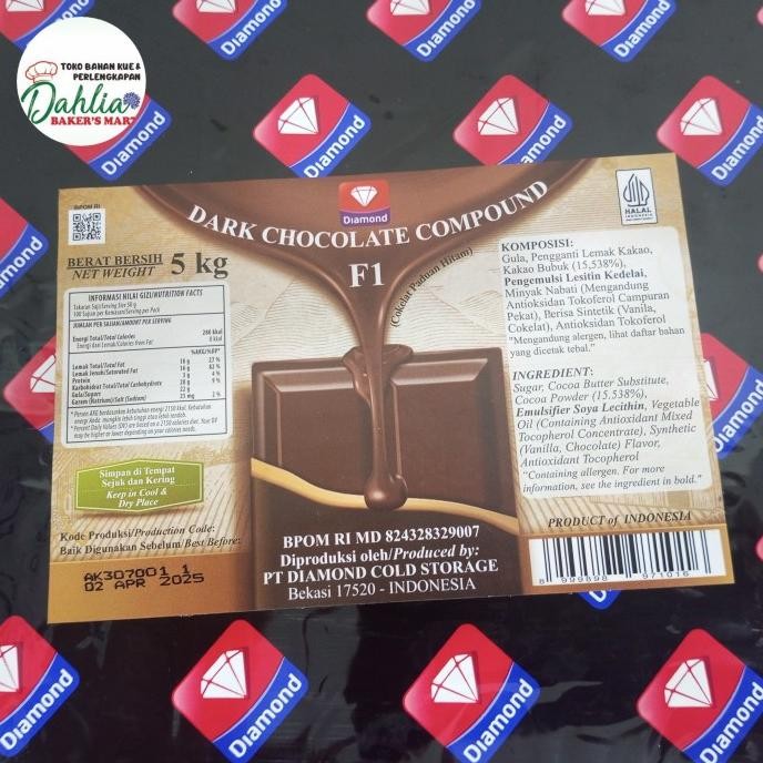 

Diamond Dark Chocolate Compound Coklat Batang Repack 1 KG murah