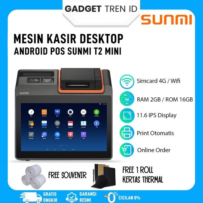 

Murah Mesin Kasir Android Desktop Sunmi T2 Mini 4G Lte + Wifi Payment Pos