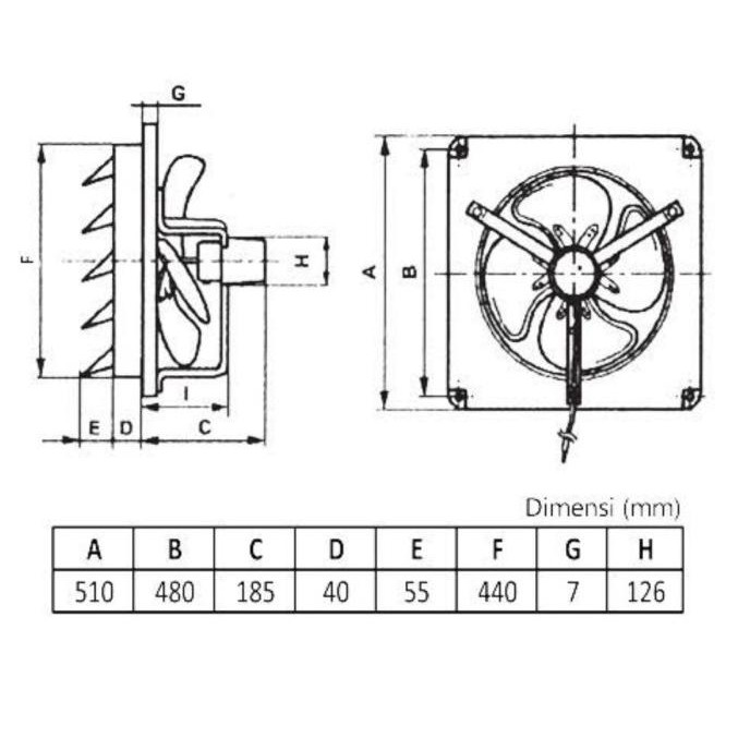 Kdk 40Aas 40 Aas Exhaust Fan Dinding Besi Exhos Industri Dapur Besar New Stok