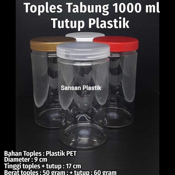 Toples Plastik 1 Liter / Toples Tabung 1 Liter - ONLY
