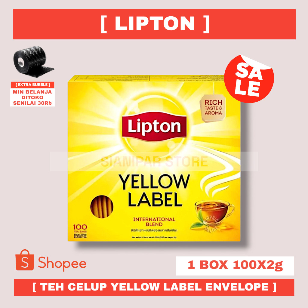 

LIPTON TEH CELUP YELLOW LABEL ENVELOPE BOX 100x2g