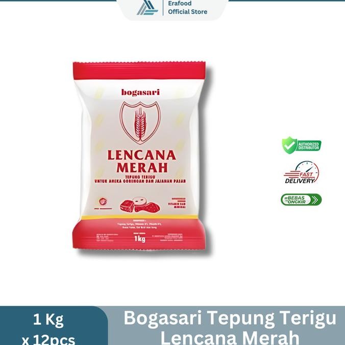 

Sale Bogasari Tepung Terigu Lencana Merah 1 Kg - 1 Karton @12Pcs