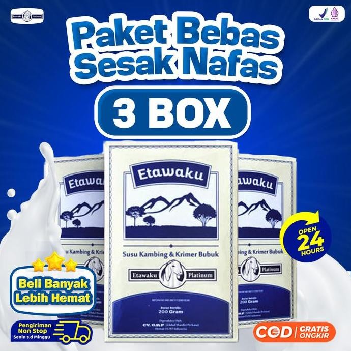 

Sale Etawaku Platinum - Paket 3 Box - Minuman Bubuk Susu Kambing Etawa - Rendah Gula Dairy Milk - Bantu Masalah Pernafasan