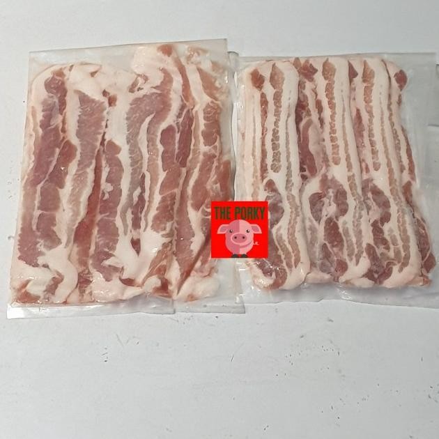

Sale Pork Belly Skin Off Samcan Slice 5Mm Samgyeopsal -Silahkan Dipilih-