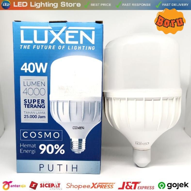 BORU LAMPU BOHLAM LED 40W 40 W 40WATT 40 WATT PUTIH E27 LUXEN