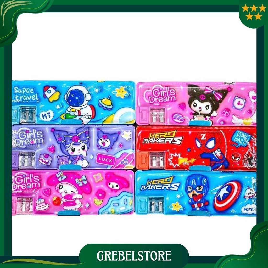 

Kotak Tempat Pensil Magnet Rautan Aveger Spiderman Kuromi My Melody Astronot Bagus Promo 4.4