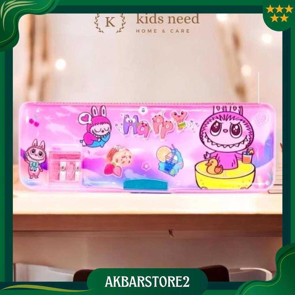 

Tempat Pensil Magnet Karakter 2 Sisi / Kotak Pensil Magnet Karakter Dengan Rautan Mini / Pensil Case Hologram Lucu Ori
