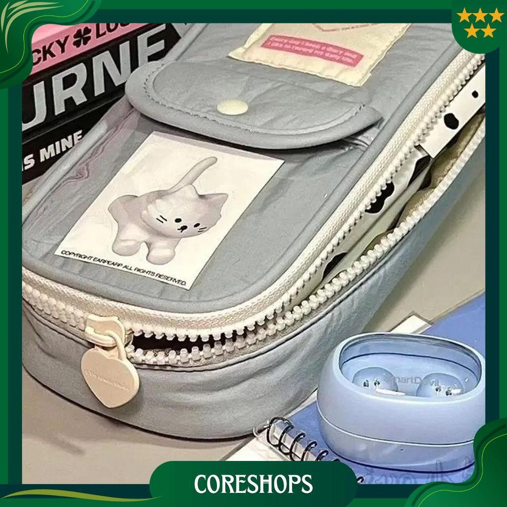 

Pencil Case Tempat Pensil Retro Heart Zipper Large Capacity Stationery Cosmetic Pouch Gratis Ongkir