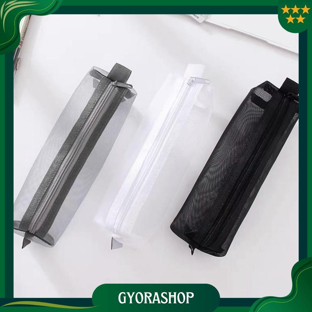 

Kotak Pensil Tabung Polos Kecil Mesh Jaring Transparan / Kotak Pensil Laki Laki Cowok Polos Simple / Tempat Pensil Hitam Abu Putih / Make Up Pouch Simple Transparant Cod