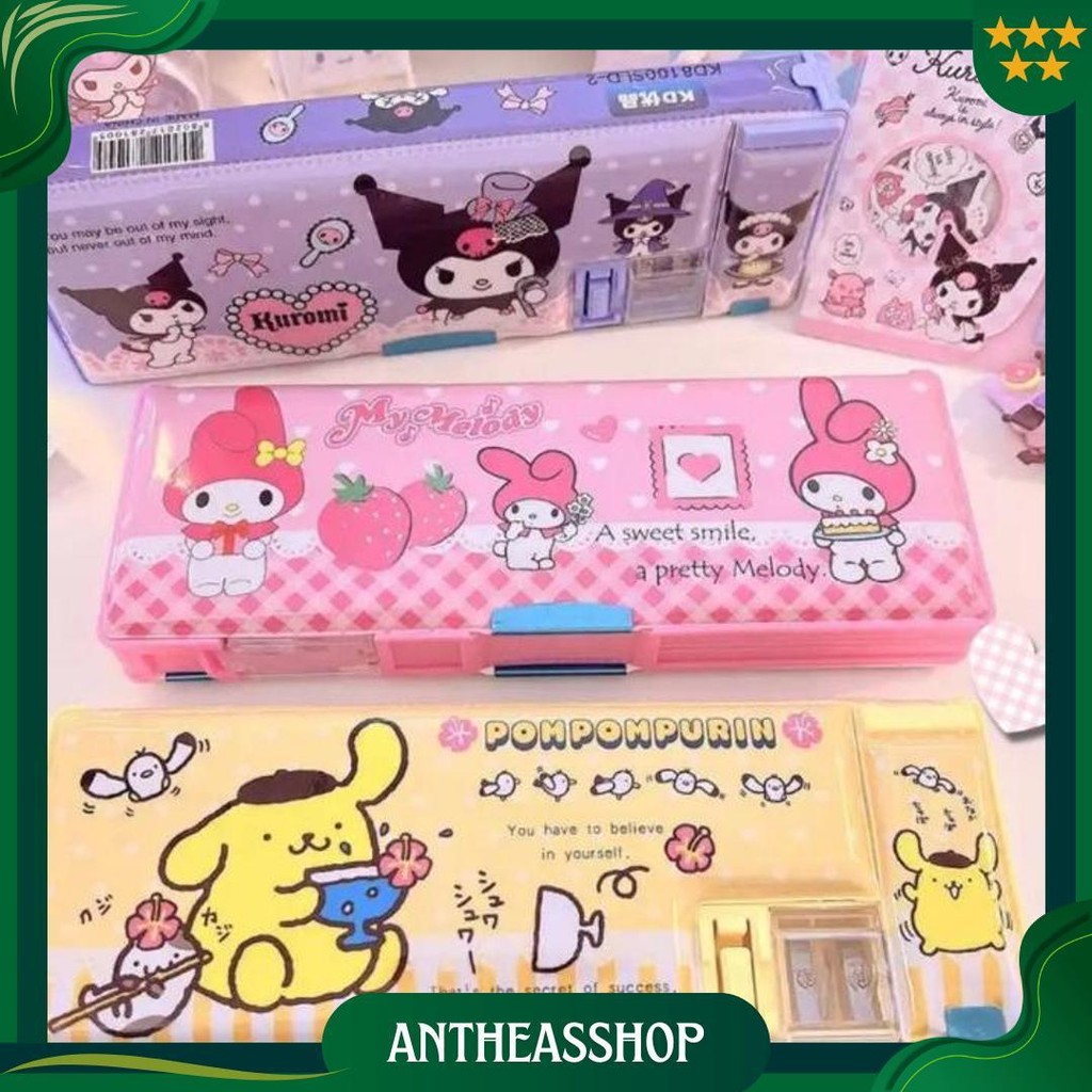 

Kotak Pensil Magnet + Serutan / Tempat Pensil / Pencil Case Sanrio Melody Kuromi Labubu Best Seller