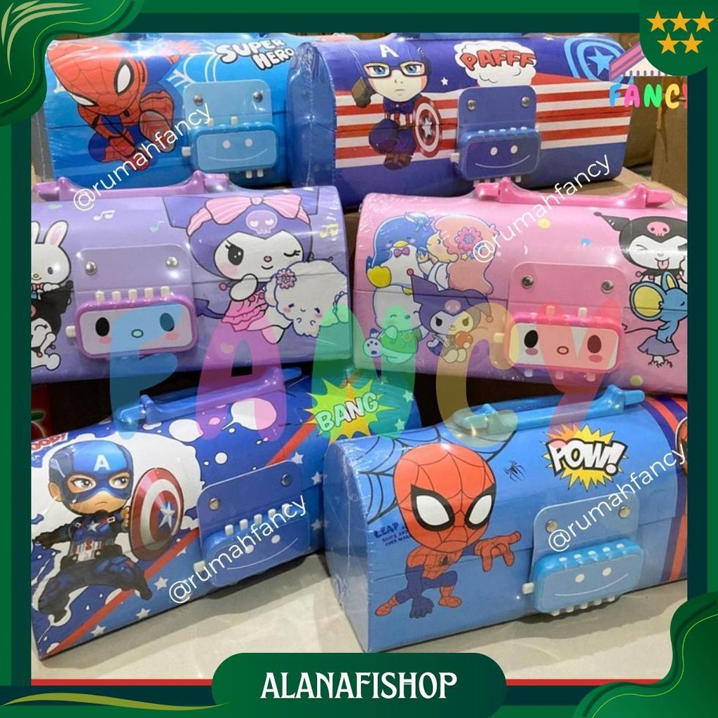 

[Free Dus + Bubblewrap] Tempat Pensil Dus Tebal Model Tas Kunci Password D 3051 Motif Snr Melodi Kuro Spider Kapten Amrik Kunci Pin Locker Promo 4.4