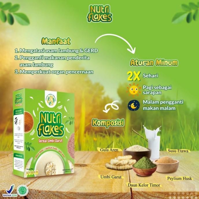 

nutriflakes sereal umbi garut|sereal atasi asam lambung|