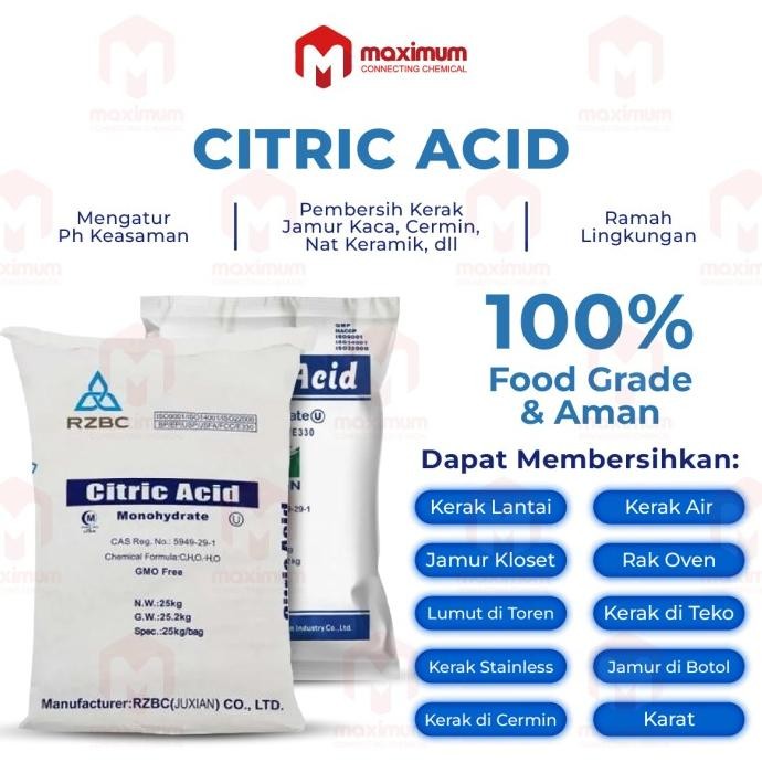 

Sale [Khusus Gojek/Grab] Citric Acid/Asam Sitrat/Asam Citrun 1 Sak(25Kg)