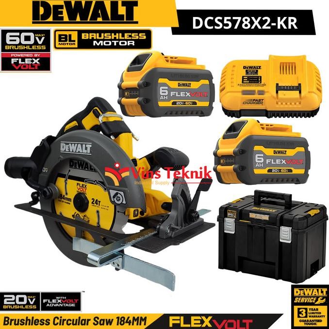 Grosir Brushless Circular Saw 7" Gergaji Sirkel Baterai 60V 184Mm Dewalt Dcs578X2-Kr Dcs578