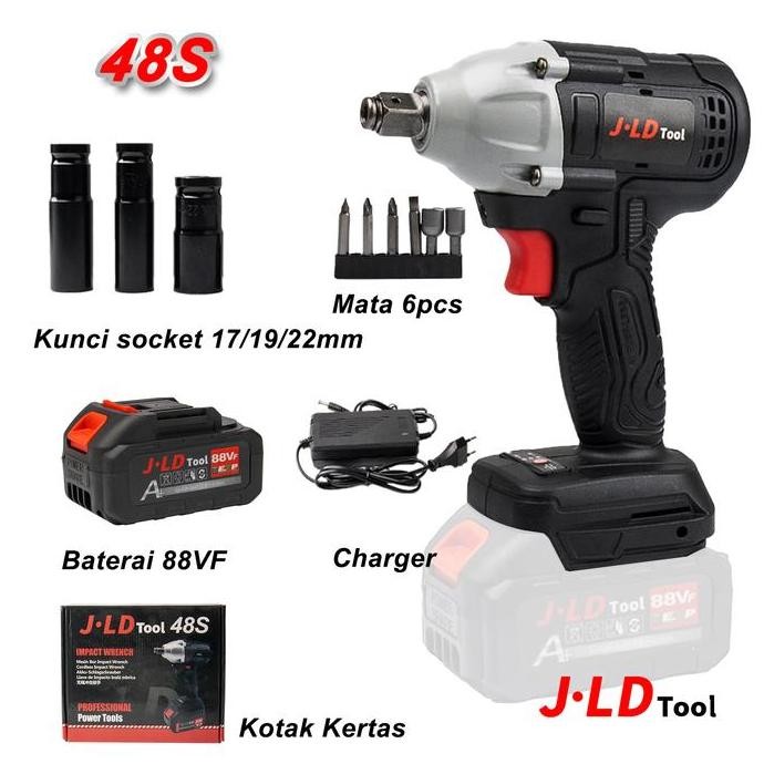 Murah Jld Cordless Impact Wrench 48S,Brushless Impact Baterai,350N.M Impact Pembuka Baut,88V Impact 