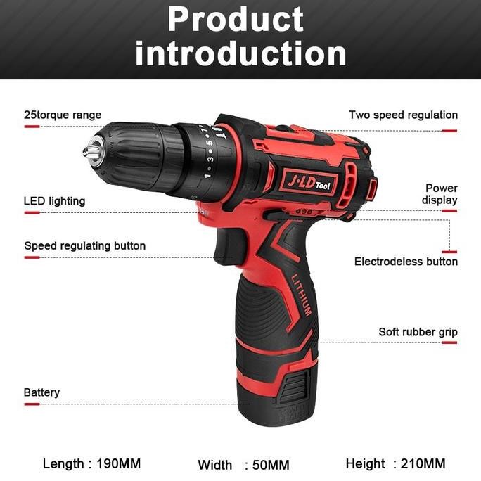 Promo J.Ld Tool Bor Charger Bor Cas Murah 2 Baterai Promo Bor Battery Cordless Drill Mesin Bor Batre