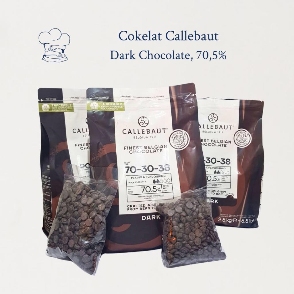 

Callebaut Dark Chocolate 70,5% - 70-30-38 (Repack), Coklat Couverture Premium New Best Quality Asli 100% Original
