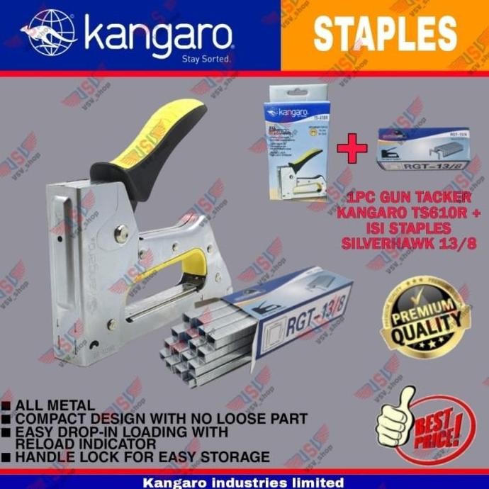 

KANGARO STAPLER TS-610R + ISI / GUN TACKER / STAPLES JOK / STAPLES TEM ORIGINAL DAN TERPERCAYA