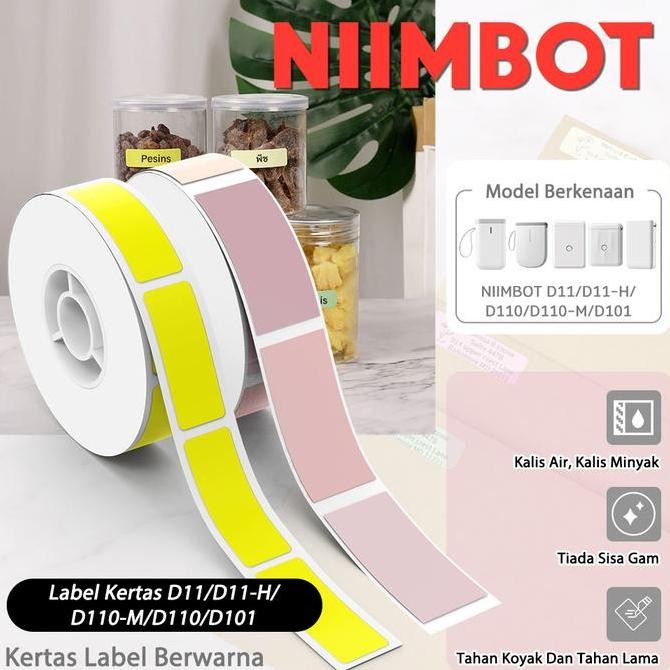 

Niimbot D11/D110/D101 Printer Label Kertas Stiker, Stiker Label Penanda Warna-Warni Co