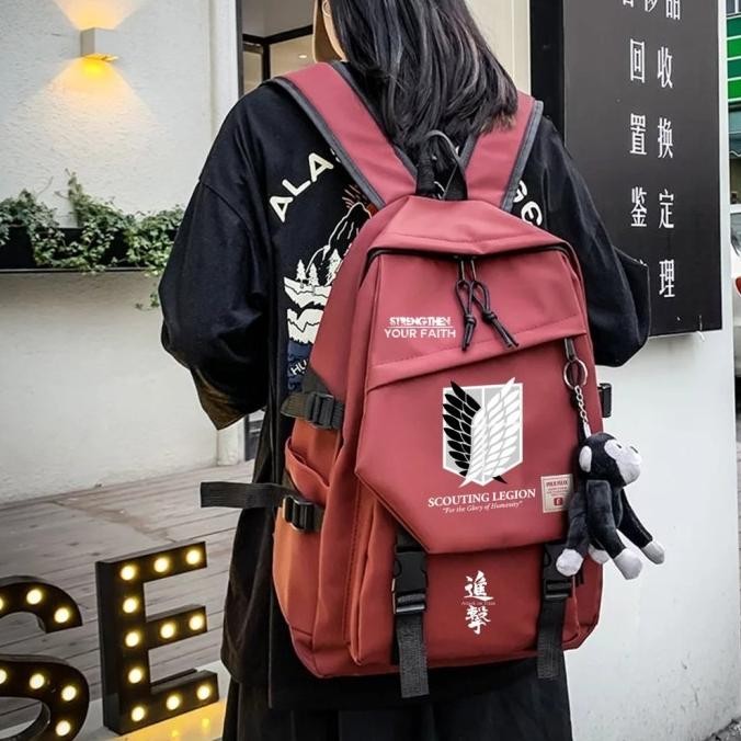 Murah Attack On Titan Ransel Wanita Pria Ransel Tas Sekolah Pelajar Anime untuk Remaja Perempuan Lak