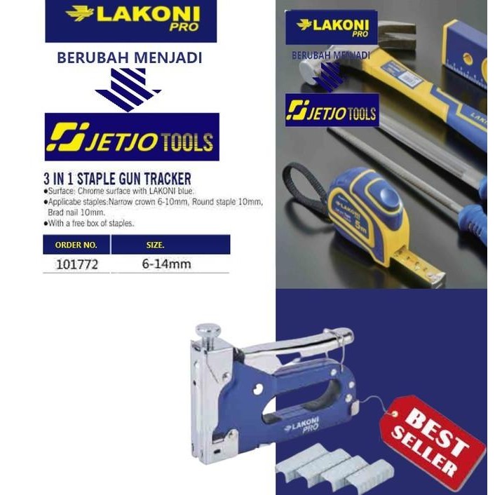 

JETJO Stapler Gun Tacker / Staples Kayu dan Triplek 3 IN 1/ Lakoni Pro PROMO