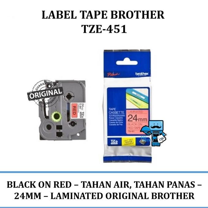

Brother Label Tape Tze-451 24 Mm - Black On Red Tze451 Co