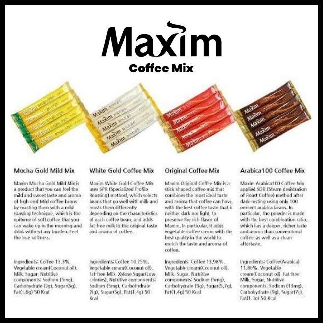 

Kopi Maxim Coffee Mix Korea Original , Mocha Gold Mild , White Gold Original Best Seller
