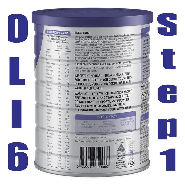

Oli6 Goat Milk STEP 1 / 2 / 3 / 4 800 gr Susu Kambing Import [terbaik]