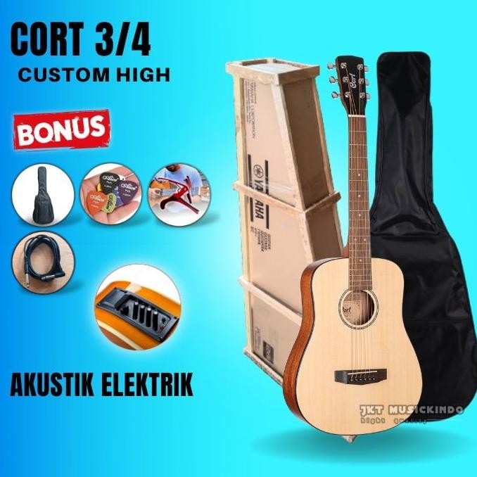 Gitar Guitar Akustik Elektrik Cort 3/4 Senar String High Quality Co