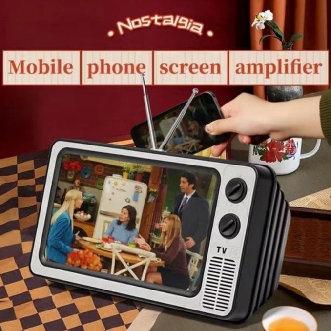 Kaca Pembesar Layar Hp Model Tv Kuno 12" Inch Screen + Antena 12Inch Co
