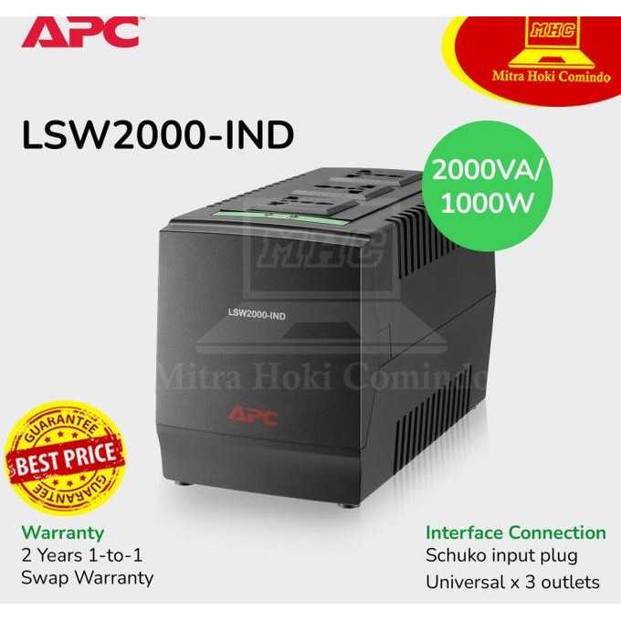 BEBAS ONGKIR - STABILIZER APC LSW2000 STABILIZER APC LSW2000 ( 2000VA/1000W )