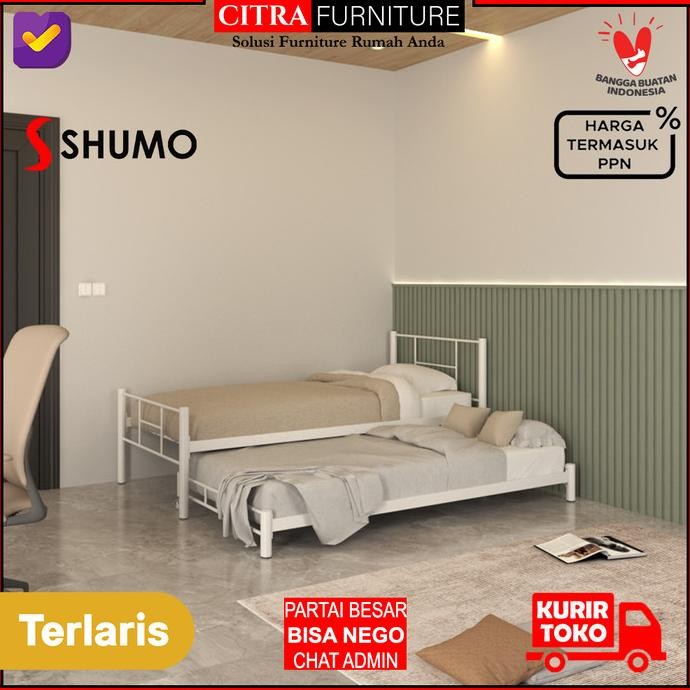 Ranjang Besi Sorong Minimalis 2 in 1 | Dipan Rangka Tempat Tidur Besi WS88