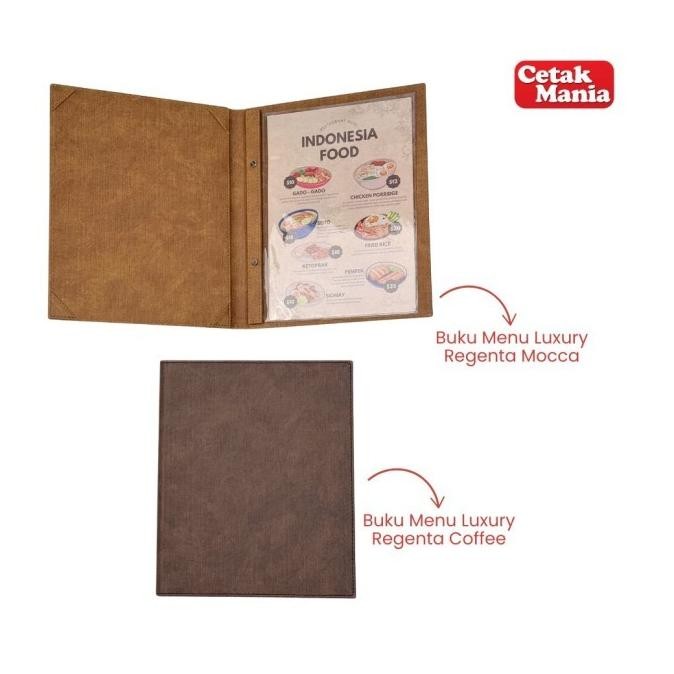 [Good] Cetak Mania - Buku Menu Kulit Luxury Jepit Baut Isi Plastik Mika A4 - Cafe, Coffee Shop, Rest