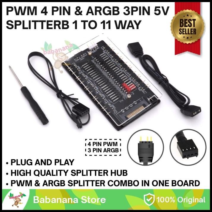 1 To 11 Pwm 4 Pin Argb 3 Pin 5V Combo Splitter Fan 4Pin Hub Extension