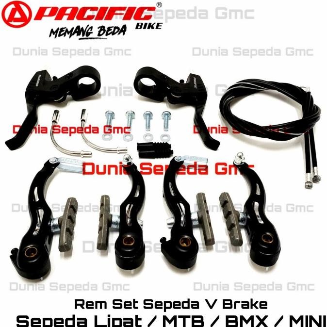 REM V BRAKE SEPEDA LIPAT MTB BMX 1 SET DEPAN BELAKANG HANDLE TALI REM
