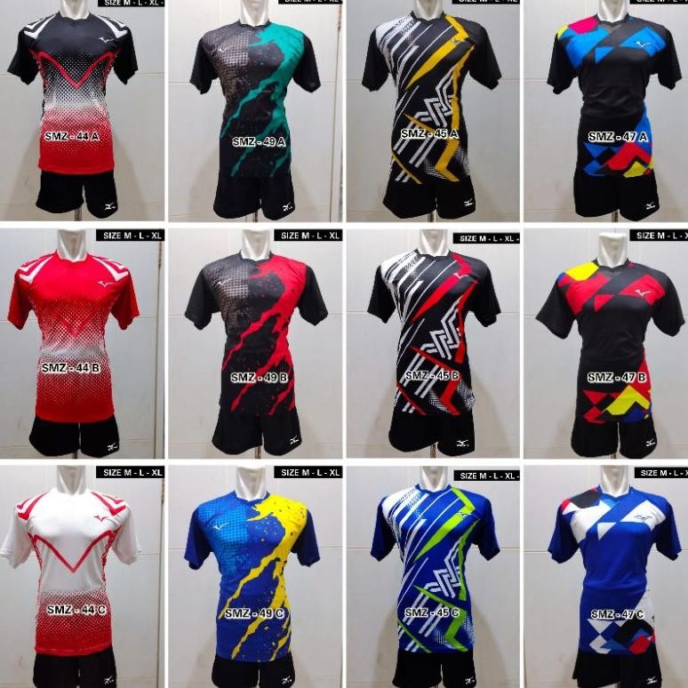 Baju Olahraga Voli Mizuno Kaos Olahraga Bola Voli Printing Pria Wanita Celana Voli Mizun Murah