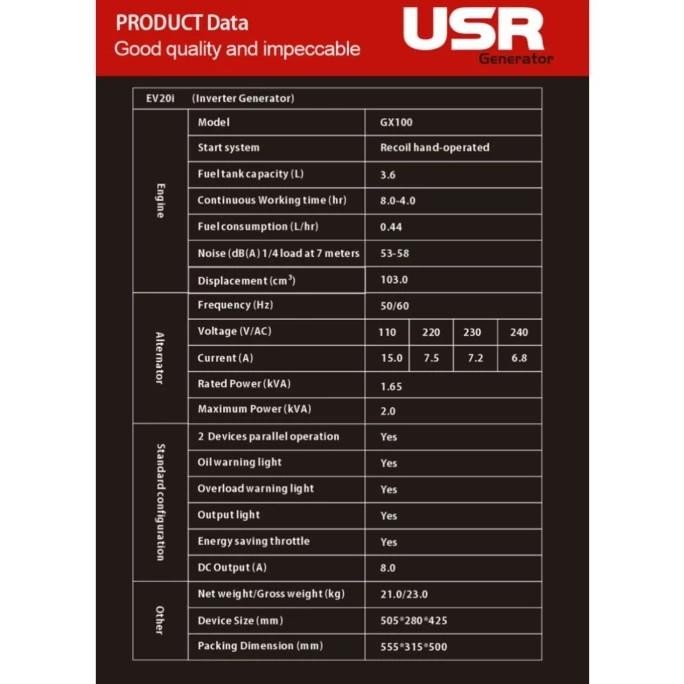 Terlaris Honda Genset Silent Eu 22I 1700 Watt Eu 22 I Generator Set Mini Eu22I Ready Stok
