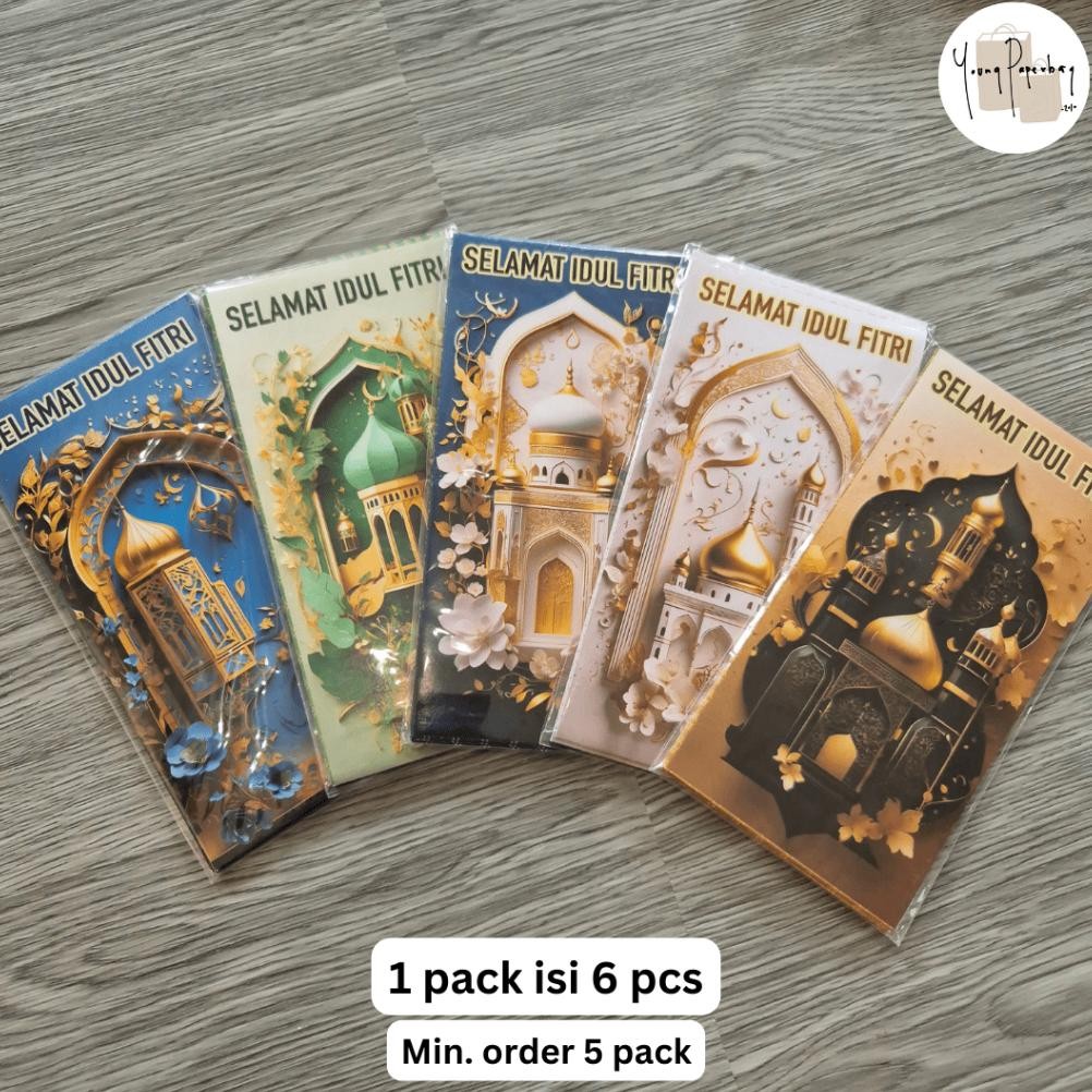 

Wdm-2227 Amplop Uang Selamat Lebaran Idul Fitri / Ramadhan Glossy Elegan Besar Panjang Uk. 8 X 16 Cm - 1 Pack Isi 6 Pcs