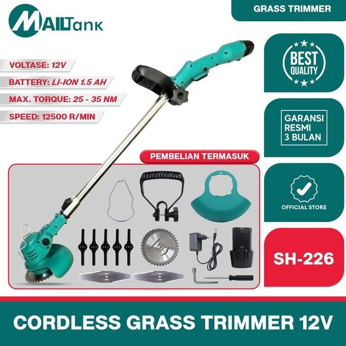 Mesin Potong Rumput Baterai Cordless Mailtank Sh226 12Volt Gress Trimmer Berkualitas