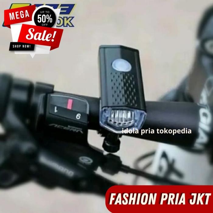 LAMPU DEPAN BELAKANG SEPEDA LED USB CHARGE RECHARGEABLE ANTI AIR BY PRIA JKT GRATIS ONGKIR
