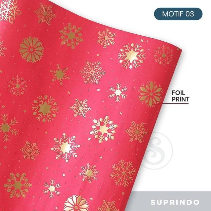

(5 Lembar) Premium Kertas Kado Natal Foil SNOWFLAKES murah