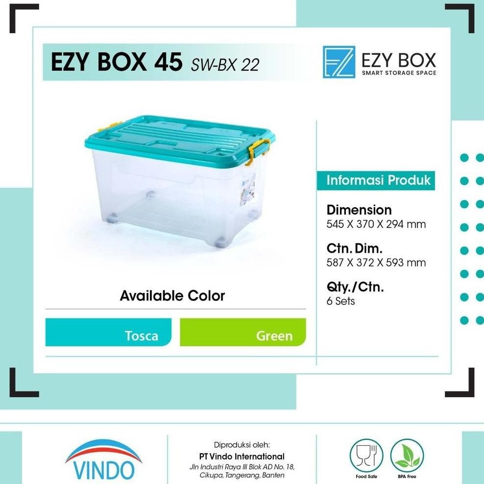 Ezy Box Container Box Plastik 45 Liter, 52 Liter, 75 Liter Kotak Penyimpanan