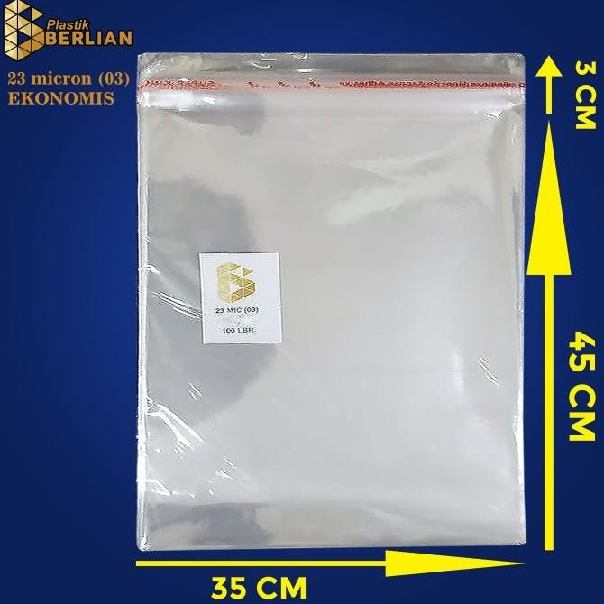 

35 x 45 cm Plastik OPP EKONOMIS 23micron (100 lbr) (lem/seal) murah