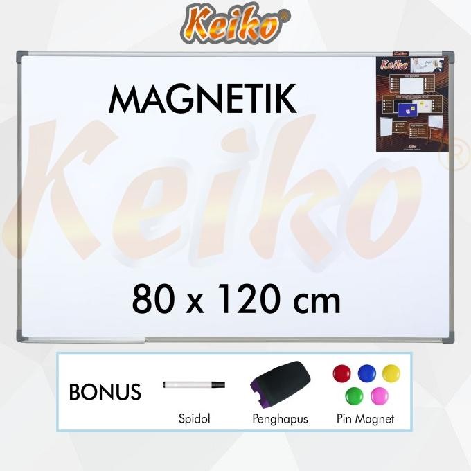 

BEBAS ONGKIR - Papan Tulis Whiteboard Gantung Magnet Single Face Keiko 80 x 120 cm