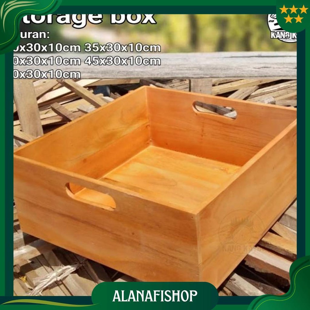 Nampan Kayu Box Kayu Handle 30-50X30X10Cm Wooden Storage Sale