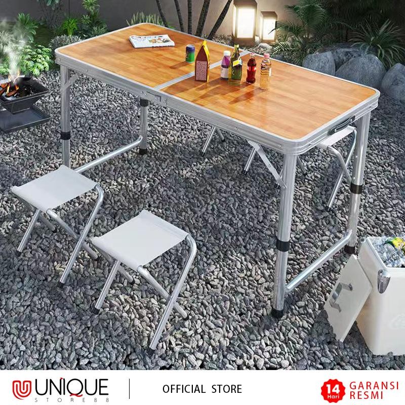 Meja Lipat Meja Koper Portabel Aluminium 120x60 CM Meja Camping Outdoor Meja Jualan Serbaguna Z1A1