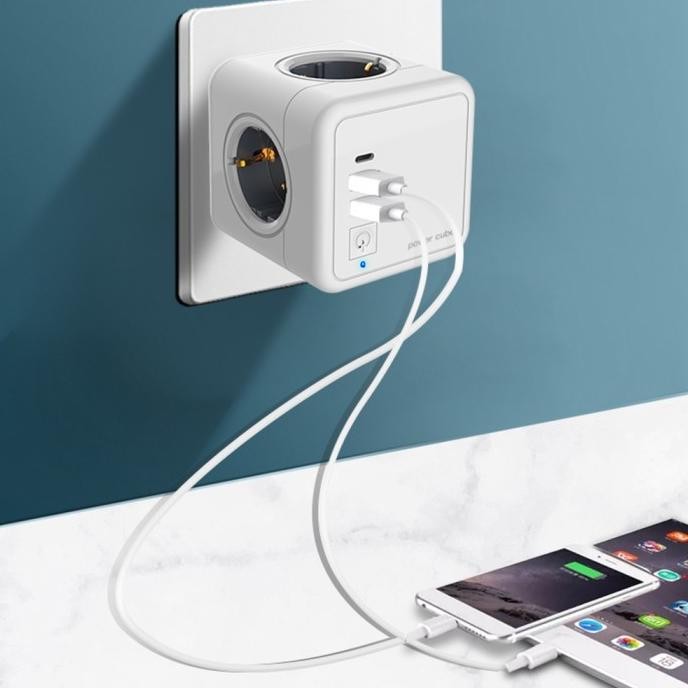Powercube Usb Tanpa Kabel | Powercube Stop Kontak 4 Colokan Socket Port Usb New Stok