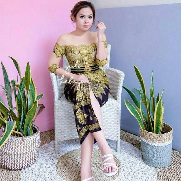 ''Terlaris" Kebaya Bali Sabrina Brukat Rangrang | Kebaya Wisuda Kondangan